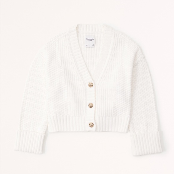 Abercrombie & Fitch White Cameron Seed Stitch Cardigan Sweater - Picture 2 of 12